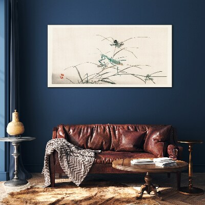 Glas foto Vlinder op het gras