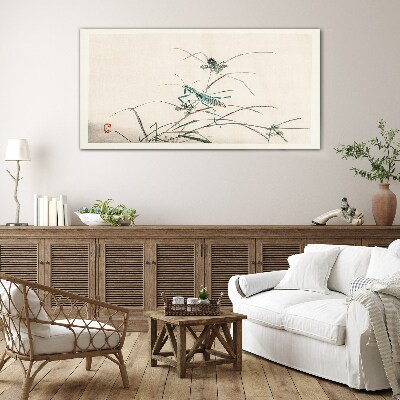 Glas foto Vlinder op het gras