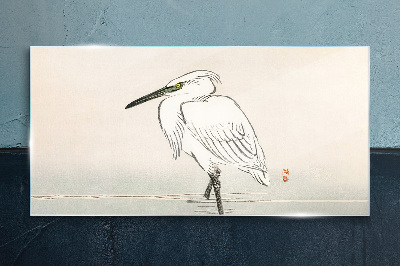 Glas foto Witte reiger tegen de mist