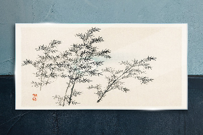 Schilderij op glas Bamboe reflecties in delicate tinten