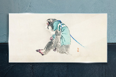 Glas foto Een aap in een groen pak