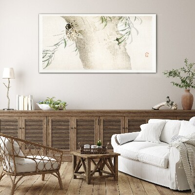 Schilderij op glas Cicade op een tak