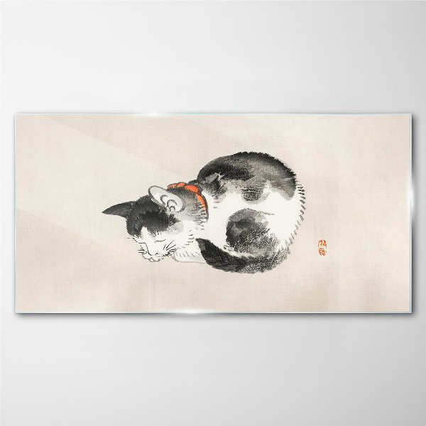 Foto op glas Slapende kat