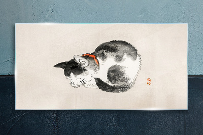 Foto op glas Slapende kat