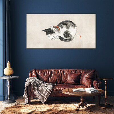 Foto op glas Slapende kat