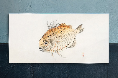 Glas foto Goudvis op een witte achtergrond