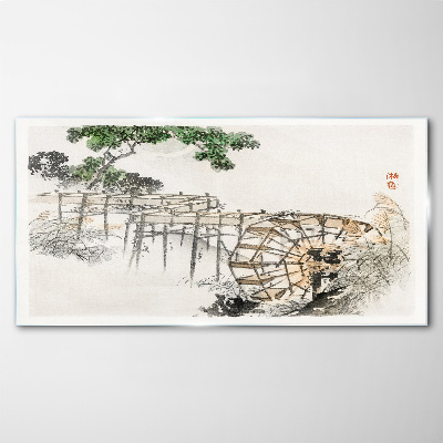 Schilderij op glas Vrede bij de watermolen