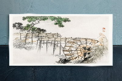 Schilderij op glas Vrede bij de watermolen