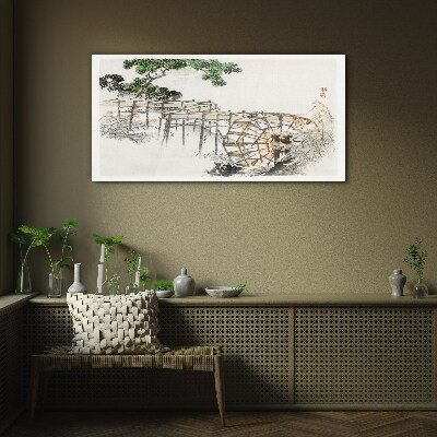 Schilderij op glas Vrede bij de watermolen