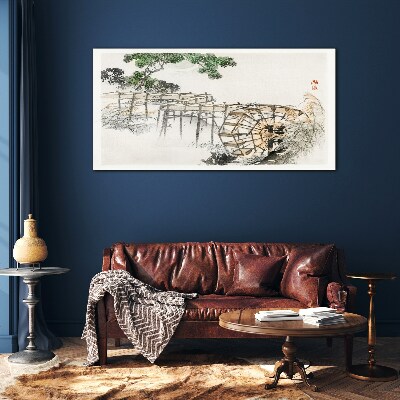 Schilderij op glas Vrede bij de watermolen