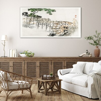 Schilderij op glas Vrede bij de watermolen