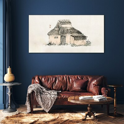 Glas foto Landhuis met grasdak