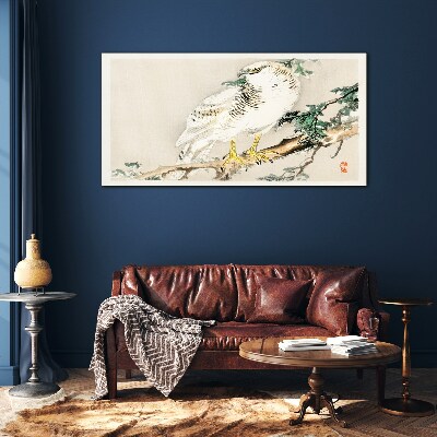 Schilderij op glas Valk op een tak