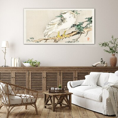 Schilderij op glas Valk op een tak