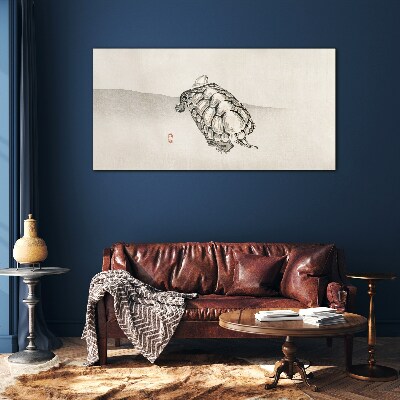 Glas foto Schildpad op een minimalistische achtergrond