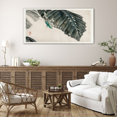 Schilderij op glas Een slank insect op bladeren