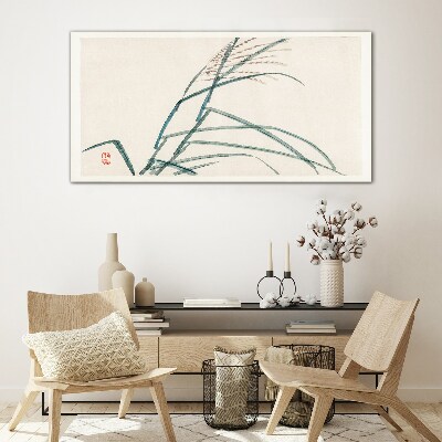 Foto op glas Delicate grasblaadjes