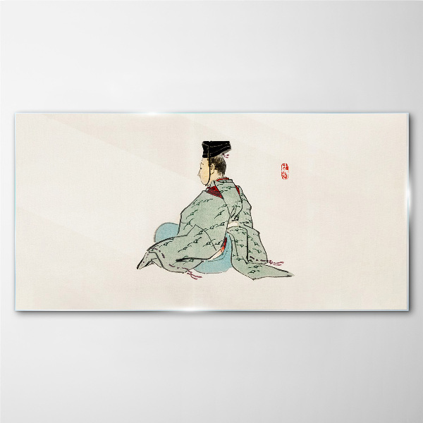 Glas foto Japanse schoonheid in traditionele kimono