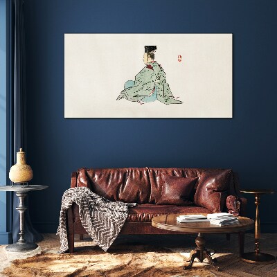 Glas foto Japanse schoonheid in traditionele kimono