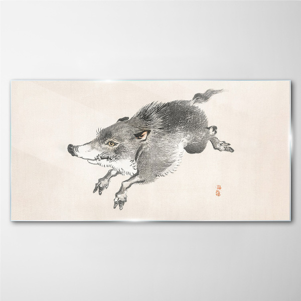 Schilderij op glas Rennend zwijn