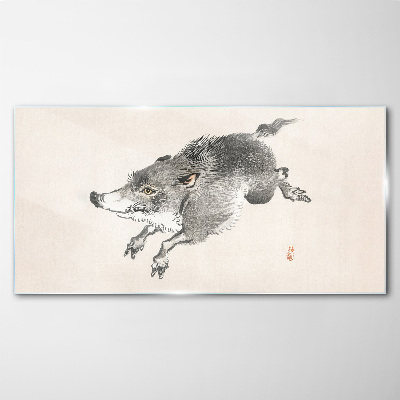 Schilderij op glas Rennend zwijn