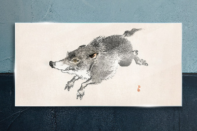 Schilderij op glas Rennend zwijn