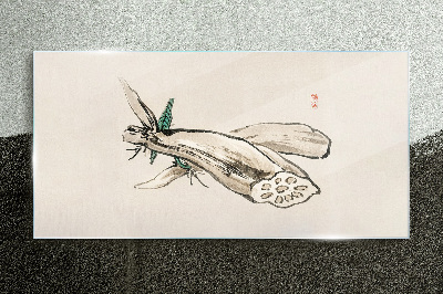 Glas foto Vlinder op een lotusachtergrond