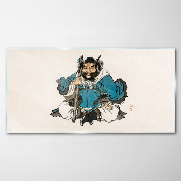 Schilderij op glas Meester in het blauwe gewaad