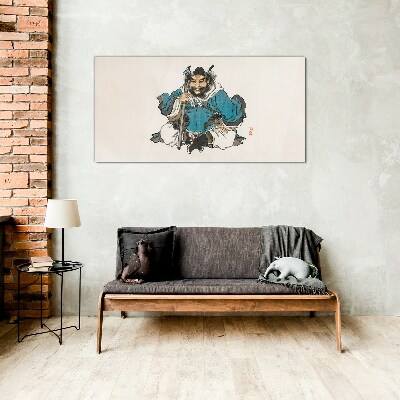 Schilderij op glas Meester in het blauwe gewaad