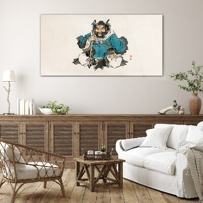 Schilderij op glas Meester in het blauwe gewaad