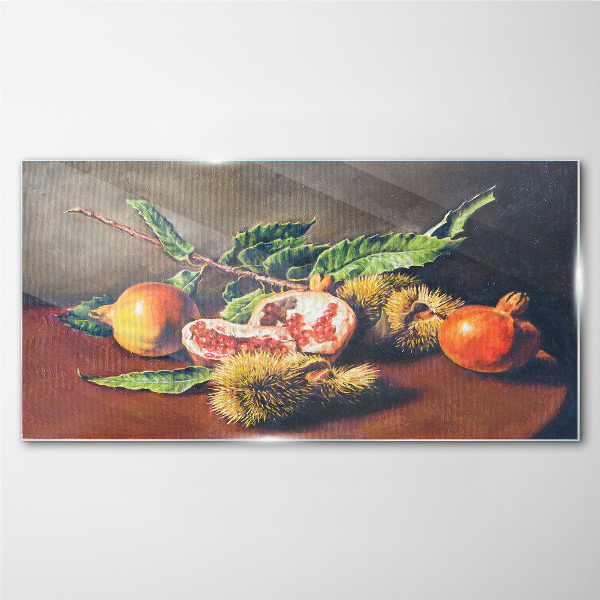 Glas foto Fruitcompositie met granaatappel