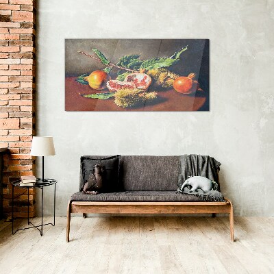 Glas foto Fruitcompositie met granaatappel