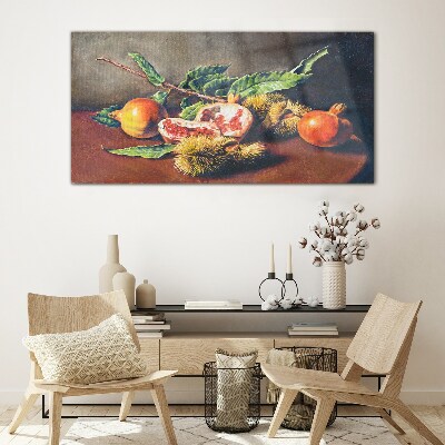 Glas foto Fruitcompositie met granaatappel