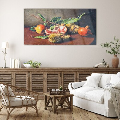 Glas foto Fruitcompositie met granaatappel