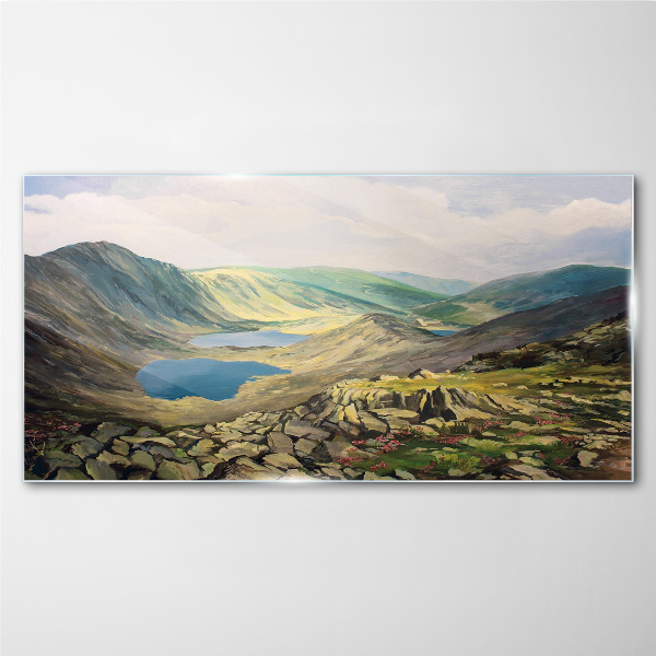 Schilderij op glas Berglandschap met een meer