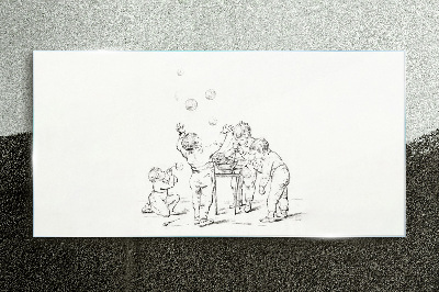 Foto op glas Kinderen spelen met zeepbellen