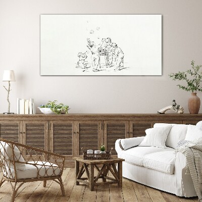 Foto op glas Kinderen spelen met zeepbellen