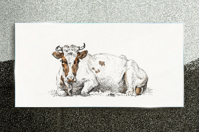 Glas foto Een kalme koe in de weide