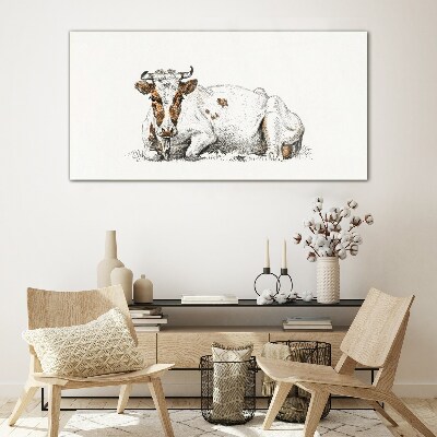 Glas foto Een kalme koe in de weide