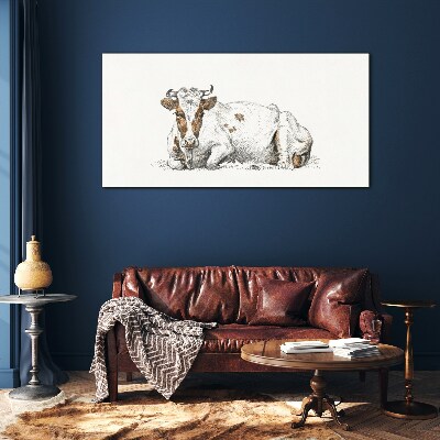 Glas foto Een kalme koe in de weide