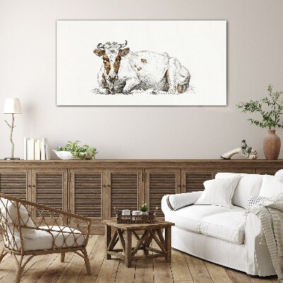 Glas foto Een kalme koe in de weide