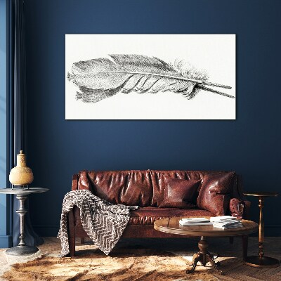 Schilderij op glas De delicatesse van een veer op een witte achtergrond