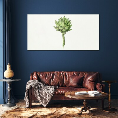 Glas foto Groene artisjok op een witte achtergrond