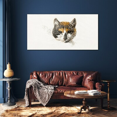 Foto op glas Portret van een kat in delicate tinten