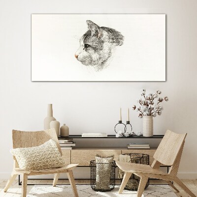 Foto op glas Portret van een kat op een witte achtergrond