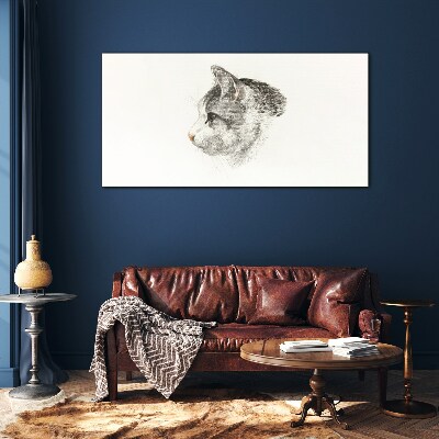 Foto op glas Portret van een kat op een witte achtergrond