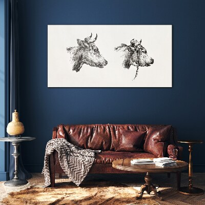 Schilderij op glas Portret van twee koeien