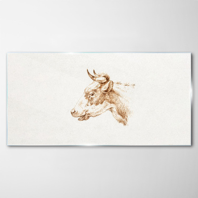 Glas foto Portret van een koe in tinten bruin