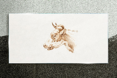 Glas foto Portret van een koe in tinten bruin