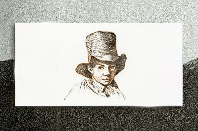 Schilderij op glas Portret in een hoed